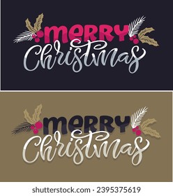 Merry Christmas and happy new year - cute postcard.New year holiday greeting card.  Lettering label for poster, banner, web, sale, t-shirt design. 2024