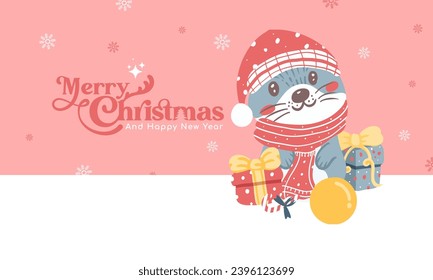 Merry Christmas And Happy New Year. Lettering design template . Vector Illustration.