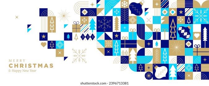 Merry Christmas and Happy New Year. Vector illustration for greeting card, party invitation card, website banner, social media banner, marketing material.