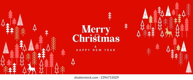 Merry Christmas and Happy New Year. Vector illustration for greeting card, party invitation card, website banner, social media banner, marketing material.