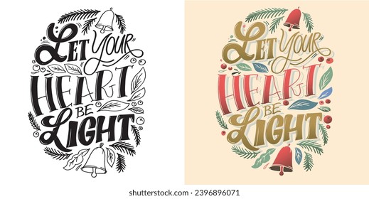 Merry Christmas and happy new year - cute postcard.  Lettering label for poster, banner, web, sale, t-shirt design. 2024. New year holiday greeting card.