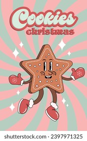 Merry Christmas and Happy New year cartoon. Comic funky characters in trendy groovy retro style for print, wrapping paper, web sites, background, social media, blog, presentation and greeting cards.