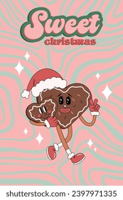 Merry Christmas and Happy New year cartoon. Comic funky characters in trendy groovy retro style for print, wrapping paper, web sites, background, social media, blog, presentation and greeting cards.