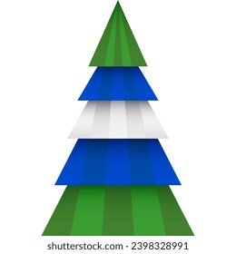 Merry Christmas and Happy New Year. Christmas tree - origami. Nicaragua vector flag in geometric polygonal style.
Vector illustration.
