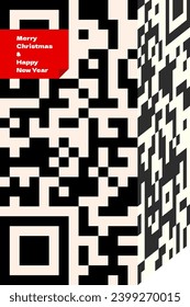 Merry Christmas and Happy New Year holiday party abstract graphic bauhaus poster. Minimalist brutalist winter festive print. Retro style celebration placard. Trendy modern y2k event art vector banner