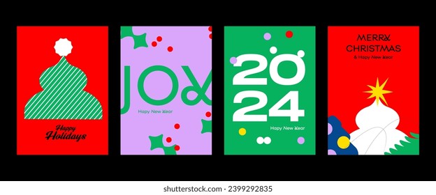 Merry Christmas and Happy New Year greeting card template. Vector illustrations for background, greeting card, party invitation card, website banner, social media banner, marketing material.