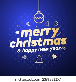 Merry christmas and happy new year 2024 2025 greeting card.