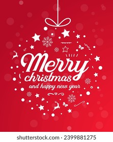 Merry christmas and happy new year 2024 2025 greeting card.