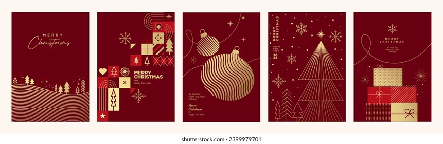 Merry Christmas and Happy New Year greeting cards. Vector illustration concepts for background, greeting card, party invitation card, website banner, social media banner, marketing material.