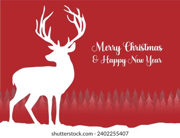 merry christmas and happy new year flat stylized illustration. Christmas objects on red background design.