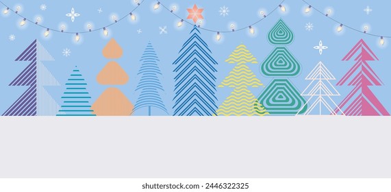 Merry Christmas and Happy New Year banner, greeting card, poster, template, Layout. Sample geometric typography invite Holidays  design 