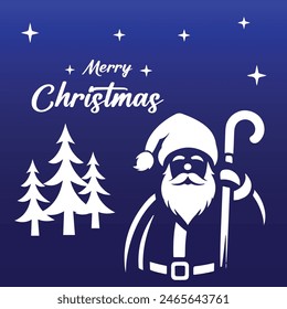 Merry Christmas and Happy New Year Poster or banner with cute santa and chistmas elements.