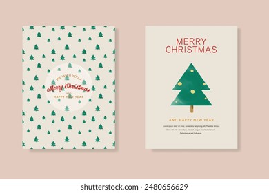 Merry Christmas and Happy New Year greeting card. Christmas holiday icons seamless pattern illustration vector.