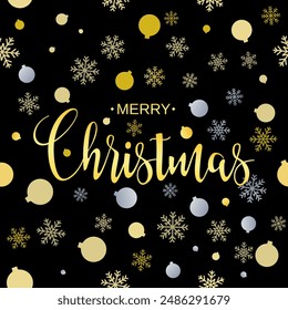 Merry Christmas and happy New Year lettering gold glittering lettering seamless pattern. Vector illustration