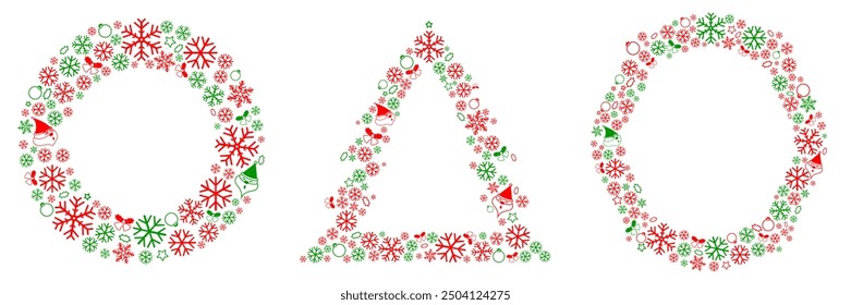 Merry Christmas and Happy New Year frame and border design with snowflakes and blank space for your text