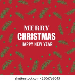 Merry Christmas and happy new year Greeting Card, Banner Template Design, on red background. vector illustration.