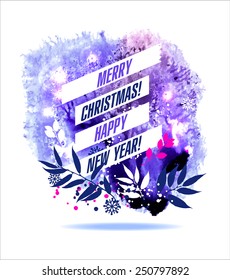 Merry christmas and happy new year card 