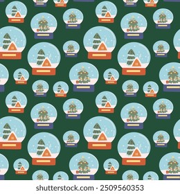 Merry Christmas and Happy New Year endless background. Childrens xmas pattern with cute festive elements for wrapping paper, christmas paper, wallpaper, cover design, textile.