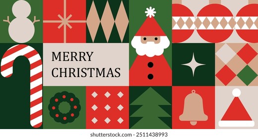 Merry Christmas and Happy New Year abstract minimalist geometric background