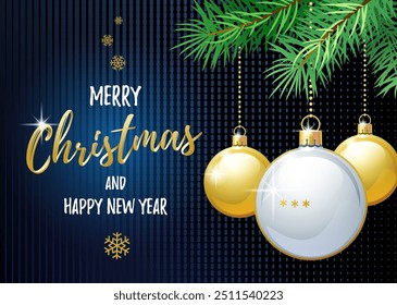 Merry Christmas and Happy New Year. Sports greeting card. Ping Pong ball as a Christmas ball. Vector illustration.