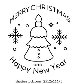 Merry Christmas and Happy New Year Greeting Card Vector Illustration.