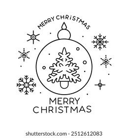 Merry Christmas and Happy New Year Greeting Card Vector Illustration.
