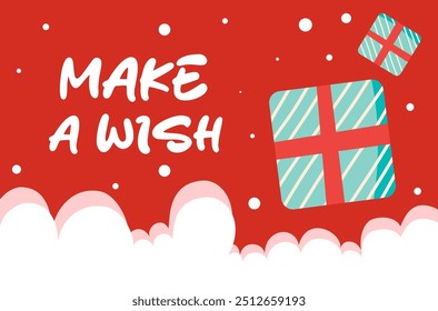 Merry Christmas and happy new year background. Christmas Make a Wish letters, Gift boxes, Christmas element for web, banners, greeting card, template design.