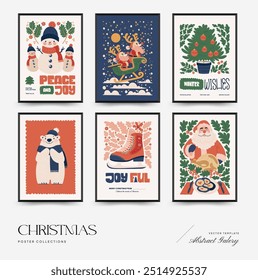 Merry Christmas and Happy New Year vertical flyer or poster template. Modern trendy minimal style. Hand drawn design for wallpaper, wall decor, print, postcard, cover, template, banner.