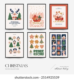 Merry Christmas and Happy New Year vertical flyer or poster template. Modern trendy minimal style. Hand drawn design for wallpaper, wall decor, print, postcard, cover, template, banner.