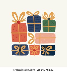 Merry Christmas and Happy New Year illustration. Modern trendy minimal style. Hand drawn design for wallpaper, wall decor, print, postcard, cover, template, banner.
