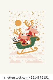 Merry Christmas and Happy New Year illustration. Modern trendy minimal style. Hand drawn design for wallpaper, wall decor, print, postcard, cover, template, banner.