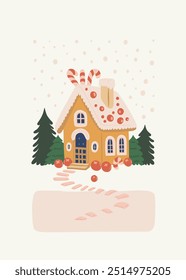 Merry Christmas and Happy New Year illustration. Modern trendy minimal style. Hand drawn design for wallpaper, wall decor, print, postcard, cover, template, banner.