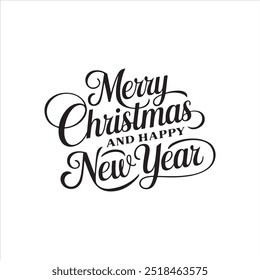 Merry Christmas and happy new year Typography text vector design.