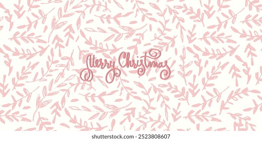 Merry Christmas and Happy New Year greeting card template. Christmas, holiday design and hand-lettered greeting phrase