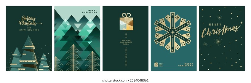 Merry Christmas and Happy New Year. Vector illustrations for greeting card, party invitation card, website banner, social media banner, marketing material.