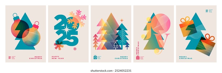 Merry Christmas and Happy New Year. Vector illustrations for greeting card, party invitation card, website banner, social media banner, marketing material.