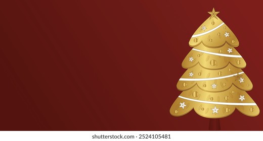 Feliz Navidades y feliz año Nuevo Anuncio, tarjeta de felicitación, cartel, portada de vacaciones, encabezado. Diseño moderno de la Navidad en estilo geométrico con el modelo del triángulo, árbol de navidad, bola, nieve en fondo rojo