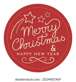 Merry Christmas and Happy New Year sticker badge, isolated