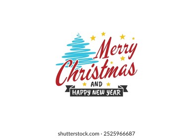 Merry christmas and happy new year design typography lettering background free vector editable background