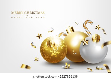 Feliz Navidad y feliz año nuevo celebración abstracto fondo brillante. símbolos de Navidad decorativo moderno y creativo tarjeta de felicitación y Ilustración vectorial de Anuncio. 