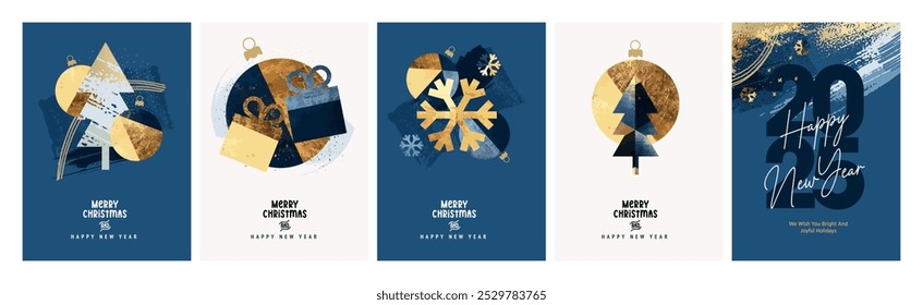 Merry Christmas and Happy New Year Greeting Cards. Vector illustration concepts for background, greeting card, party invitation card, website banner, social media banner, marketing material.