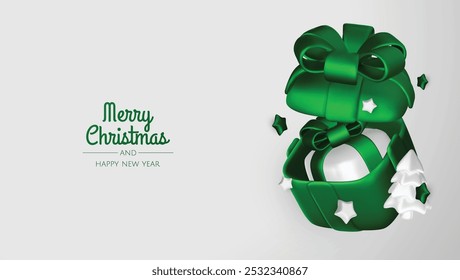 Merry Christmas and happy new year background. Christmas tree, Gift boxes, Christmas balls. Christmas element for web, banners, greeting card, template design.