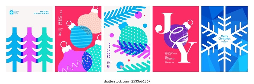 Merry Christmas and Happy New Year Greeting Cards. Vector illustration concepts for background, greeting card, party invitation card, website banner, social media banner, marketing material.