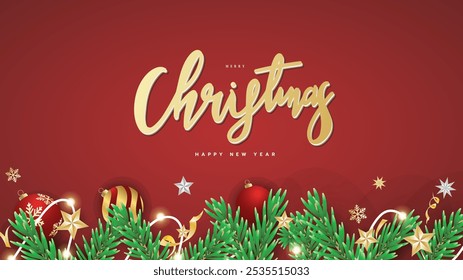 Merry Christmas and Happy New Year background, element in Christmas holiday , Flat Modern design , illustration Vector EPS 10