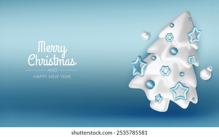 Merry Christmas and happy new year background. Christmas tree, Gift boxes, Christmas balls. Christmas element for web, banners, greeting card, template design.