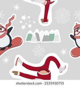Merry Christmas and Happy New Year! Seamless pattern, new year symbol, hand drawn vector illustration.