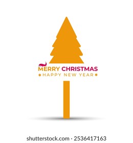 Merry Christmas and Happy New Year background design template. Vector illustration. Christmas tree in modern Colorful illustration in flat.