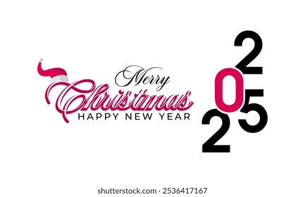 Merry Christmas and Happy New Year background design template. Vector illustration. Christmas tree in modern Colorful illustration in flat.
