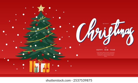 Merry Christmas and Happy New Year background, element in Christmas holiday , Flat Modern design , illustration Vector EPS 10