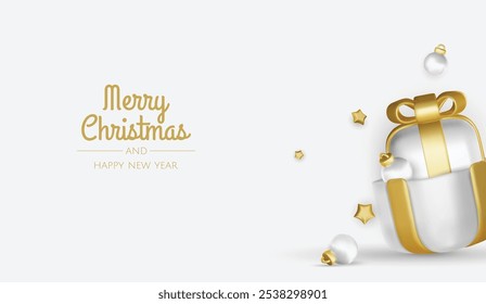 Feliz Natal e feliz ano novo fundo. Árvore de Natal, caixas de presente, bolas de Natal. Elemento de Natal para web, banners, cartão de saudação, design de modelo.